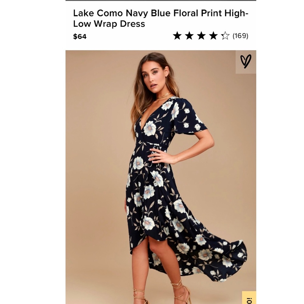 Lulu’s Lake Como Navy Blue Floral wrap dress